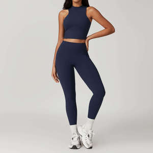 Ensemble de costume de yoga sans couture personnalisé pour femmes 2 pièces vêtements de fitness pour la course et la salle de sport - Product Image 5