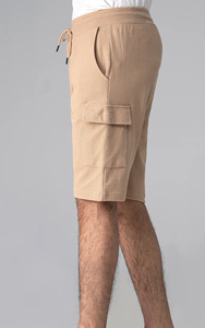 Pantalones cortos Cargo sólidos de calle alta para hombre, bolsillos, cintura elástica, tela suave de secado rápido, ropa informal, pantalones cortos de algodón, servicio OEM al por mayor - Product Image 3