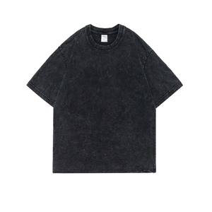 100% algodón manga corta hombres mujeres camiseta lavado ácido 2023 verano nuevo holgado Color sólido Vintage camiseta - Product Image 4