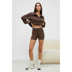 Urban Beat DOSHORIX Women's Stretch and Soft <b>Textured</b> Contrast Piped Short <b>Leggings</b> - Product Image 3