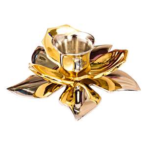 Flower Design 1-Step Aluminium Metal <b>Candlestick</b> Holder for Home Decoration and Weddings - Product Image 2