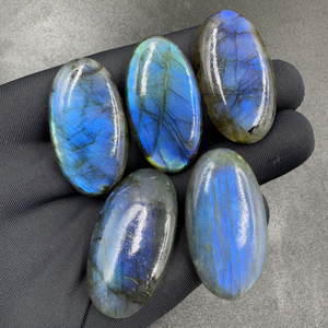 Cabochon en Labradorite naturelle Flashy bleu forme ovale lisse pierre précieuse en vrac de haute qualité pour la fabrication de bijoux en gros Lot 21x39mm - Product Image 1