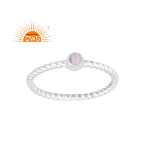 Meilleure qualité en argent sterling fin naturel arc-en-ciel lune pierre gemme bague empilable fabricant de bijoux personnalisés - Product Image 1