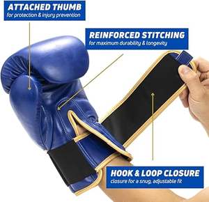Gants de boxe MMA Sanda sur mesure de haute qualité avec logo personnalisé, en cuir de vache véritable, design demi-doigts, fermeture à boucle et crochet - Product Image 3