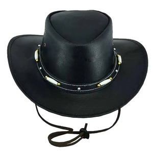 Sombreros Vaqueros de Cuero Americano Occidental de Alta Calidad, Sombreros Vaqueros Mexicanos para Hombre, Sombreros Vaqueros Transpirables para Montar a Caballo, Sombreros Vaqueros Británicos para Hombre - Product Image 1