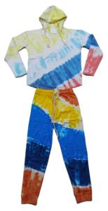 Suéter y pantalones con capucha Tye Dye para mujer, traje de dos piezas, Polar, cálido, informal, conjunto de 2 piezas - Product Image 1