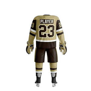 Conjunto de uniforme de manga corta para hockey sobre hielo por sublimación de poliéster personalizado de alta calidad con pantalones cortos con nombre de equipo bordado - Product Image 6