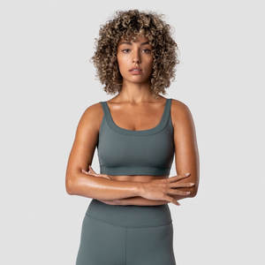 Sujetador deportivo transpirable con logotipo personalizado OEM 2023 para mujer, sujetador de Yoga sin costuras acolchado para mujer, ropa de Fitness de verano barata para - Product Image 3