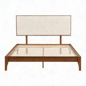 Solid Dry Bamboo Wood 12-Inch Platform Bed with Upholstery Elegant and Sustainable Up-<b>Holstered</b> Bed - Product Image 1