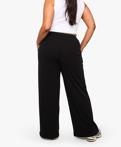 Bulk Order Women Activewear Bottoms Custom Silk Screen Printing Quick Dry Plain Dyed Fleece Stitching Black Color Unisex <b>Trouser</b> - Product Image 3