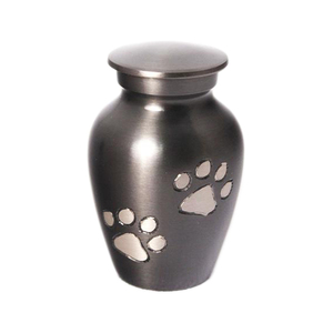Urna para mascotas con acabado esmaltado y niquelado de aluminio metálico, diseño más moderno, urna de cremación conmemorativa, diseño grabado de flores - Product Image 2