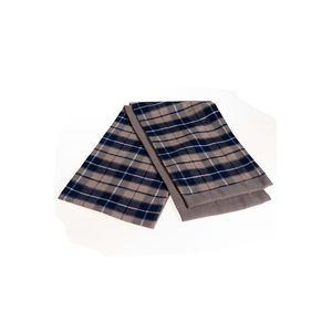 Beige <b>Navy</b> Blue Plaid Pattern Double Sided Scarf - Product Image 2