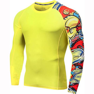 Wholesale Custom Printed Long Sleeve MMA Rash Guard Spandex Heat-Transfer UPF50+ Breathable Quick Dry Anti-Bacterial <b>Compression</b> - Product Image 2