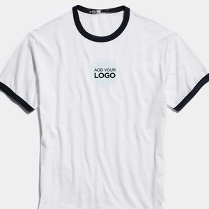 Camiseta a rayas de cuello redondo para hombre, camisetas de algodón elástico suave, camisetas con logotipo personalizado de siguiente nivel, camiseta Unisex con timbre para hombre - Product Image 4