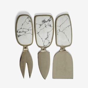 New Look <b>Marble</b> Flat Design Handle Modern Style Stainless Steel Silver Plated Cheese Slicer <b>Dinner</b> Silverware Cheese Spreader - Product Image 1