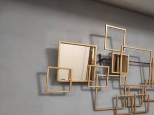 ภาพแอบสแตรกต์รูปสี่เหลี่ยมผืนผ้าบนผนังงานหัตถกรรมสีทอง - Product Image 3