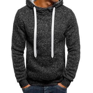Pull à capuche personnalisé 100% coton pour hommes, coupe régulière, tissu polaire de poche, respirant, anti-rides, séchage rapide, hiver, service OEM - Product Image 1