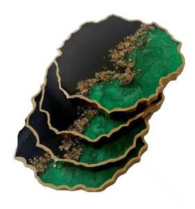 Sous-verres en résine époxy fleur avec support ensemble moules sous-verre plaque artisanat sous-verre en Silicone - Product Image 1