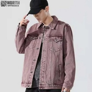 2025 personnalisé hommes Streetwear mode lourd 100% coton Double couture surdimensionné blanc Denim veste avant Logo respirant - Product Image 3