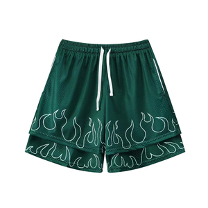 Elastic Waist <b>Men's</b> Mesh <b>Shorts</b> with Two Deep Side Pockets Quick Dry <b>Green</b> and Custom Color <b>Men's</b> Mesh <b>Shorts</b> Wholesale OEM - Product Image 4