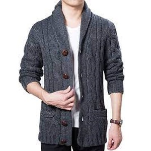 Cárdigan de lana para hombre, ropa de calle personalizada de alta calidad, 100% algodón, sólido, moda de otoño e invierno, venta al por mayor - Product Image 2