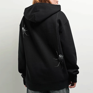 เสื้อฮู้ดสวมหัวสีดำสำหรับผู้หญิงปรับแต่งได้เสื้อสเวตเชิ้ตแบบเรียบง่ายทำจากผ้าฝ้ายระบายอากาศได้ดีประดับพลอยเทียม - Product Image 2