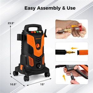 Nettoyeur Haute Pression Électrique Orange Noir 2300 PSI 1900W Haute Puissance avec 4 Buses à Connexion Rapide et Bouteille à Savon pour Stations de Lavage Automobile - Product Image 1