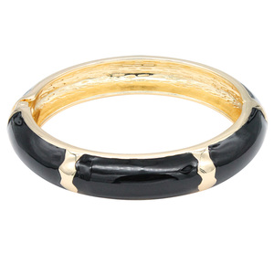 Braccialetti con cerniera in smalto di colore nero braccialetti alla moda placcati in oro - Product Image 5