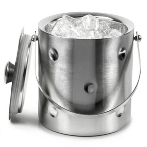 Cubo de hielo de metal de color marrón aislado para una retención más larga para fiestas Accesorio de bebida de cubo de hielo Premium - Product Image 5