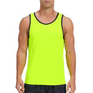 Men's <b>Neon</b> <b>Green</b> Quick Dry Tank <b>Top</b> O-Neck Solid Color Casual Style Knitted Polyester Sleeveless <b>Top</b> - Product Image 1