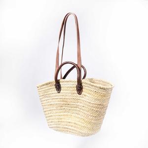 Bolso Tote de Hojas de Palma Tejido a Mano con Cierre Abierto, Dos Asas de Cuero, Capacidad de 3L+ y Correa para el Hombro para Mujer - Product Image 1