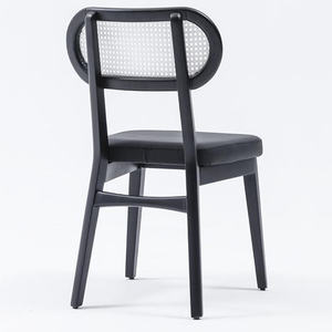 Chaise de salle à manger Derry en teck massif durable, finition marron, design scandinave, revêtement en lin pour la maison, le bureau, l'appartement, l'hôtel - Product Image 2