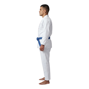 Rohzen Sports White BJJ <b>Kimono</b> Cotton Gi Set Blue Belt Embroidered Logo Adult <b>Men</b> - Product Image 3