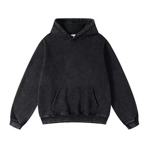 Sudadera con Capucha de Invierno, Lavada al Ácido, Bordada, Ligeramente Deslavada al Ácido, con Logotipo Personalizado, Estilo Holgado, Lavada con Pigmentos, Estilo Francés - Product Image 5