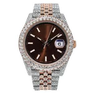 Luxury Rose Gold Two Tone Diamond Sport <b>Watch</b> <b>Arabic</b> <b>Numeral</b> Auto Date Feature Stainless Steel Band 20mm Band Width Antique - Product Image 5