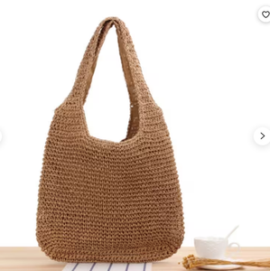 Bolso de playa tejido a mano de paja estilo bohemio de Bali, bolso de paja de ganchillo macramé, bolsos de playa directos del proveedor indio - Product Image 2