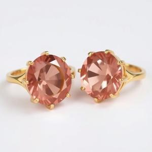 แหวนสตรีชุบทอง18K ปรับขนาดได้ประดับเพทายสีชมพูแวววาวแหวนปาร์ตี้ชุบโรเดียมสำหรับผู้หญิง - Product Image 5