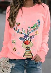 เสื้อฮู้ดสไตล์สตรีทแวร์สำหรับผู้หญิงเสื้อสเวตเตอร์ถักแบบลำลองคอโอพิมพ์ลาย3D - Product Image 3