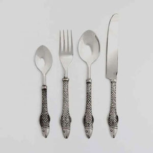 Ensemble de 5 couverts en acier inoxydable avec poignée en forme de feuille poli miroir, parfait pour les ustensiles de cuisine et la table de mariage - Product Image 6