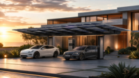 Abri de voiture solaire intelligent en aluminium AL6005 T5 pour recharge de véhicules électriques, abri de stationnement photovoltaïque étanche, station de carport préassemblée robuste