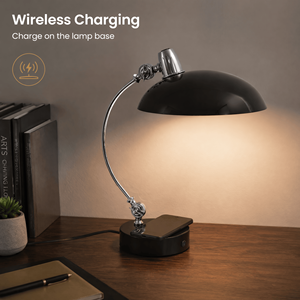 Retro Metal Table <b>Lamp</b> With Charging Base And Adjustable Head E27 Bulb For Bedroom Reading Study Desk Warm Atmosphere - Product Image 3