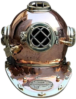 Casque de plongée de la marine américaine, en laiton cuivré antique poli, rond, en métal, objet de collection vintage