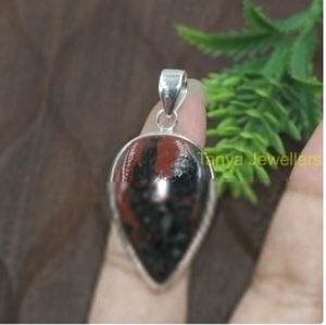 Colgante Grande de Piedra Sangre, Plata de Ley 925, Colgante Hecho a Mano, Collar de Piedras Preciosas, Regalo de Cumpleaños, Navidad, Joyería para Mujer - Product Image 2