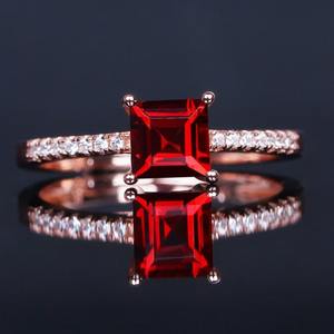 Anillo de Compromiso de Plata de Ley 925 Hecho a Mano con Granate, Piedra de Nacimiento de Enero, Joyería Fina, Anillo de Promesa, Alianza de Boda - Product Image 6