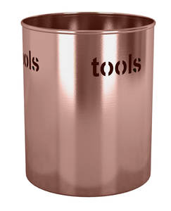 Large Size <b>Copper</b> Color Coated <b>Metal</b> Storage Rack Cylinder Shape Perfect for Flatware Kitchenware Storage Rack Holder Tool Caddy - Product Image 1