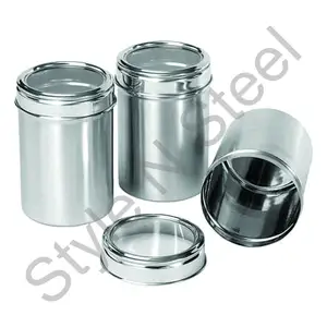 See through canister 3 pcs set food storage container airtight canister Stainless Steel Canisters at wholesale price