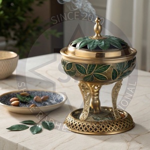 Brass Mini Eco-Friendly Indian <b>Incense</b> <b>Burner</b> for Design <b>Backflow</b> Oud Bukhoor Coil Holder Sandalwood Aromatherapy Diffuser SHREE - Product Image 1