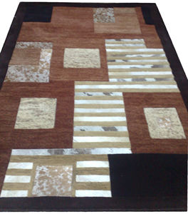 Alfombras de lana de cuero genuino hechas a mano, modernas, de pelo alto, con patrón abstracto, para uso doméstico o de oración, exportación directa desde India. - Product Image 2