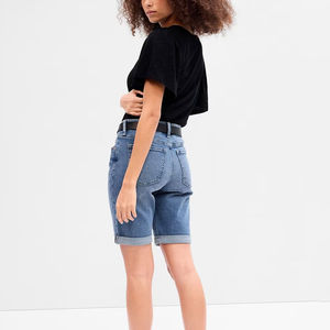 Shorts de Mezclilla Rectos de Cintura Media para Mujer, Ropa de Calle de Verano, Ajuste Entallado, Transpirable, Secado Rápido, 100% Algodón, Alta Calidad, Hecho en Pakistán - Product Image 3