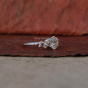 แหวนหมั้นเพชร E-VS ทรงกลม1กะรัตแหวนสโนว์ดริฟท์ทองคำขาวของขวัญครบรอบปีสำหรับเธอ - Product Image 2